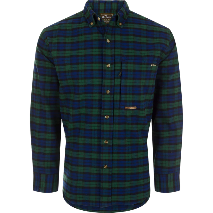 Drake Autumn Brushed Twill Plaid Button-Down Long Sleeve Shirt