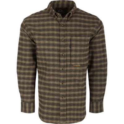 Drake Autumn Brushed Twill Plaid Button-Down Long Sleeve Shirt