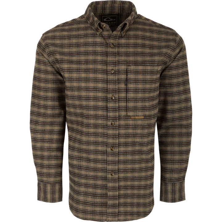 Drake Autumn Brushed Twill Plaid Button-Down Long Sleeve Shirt