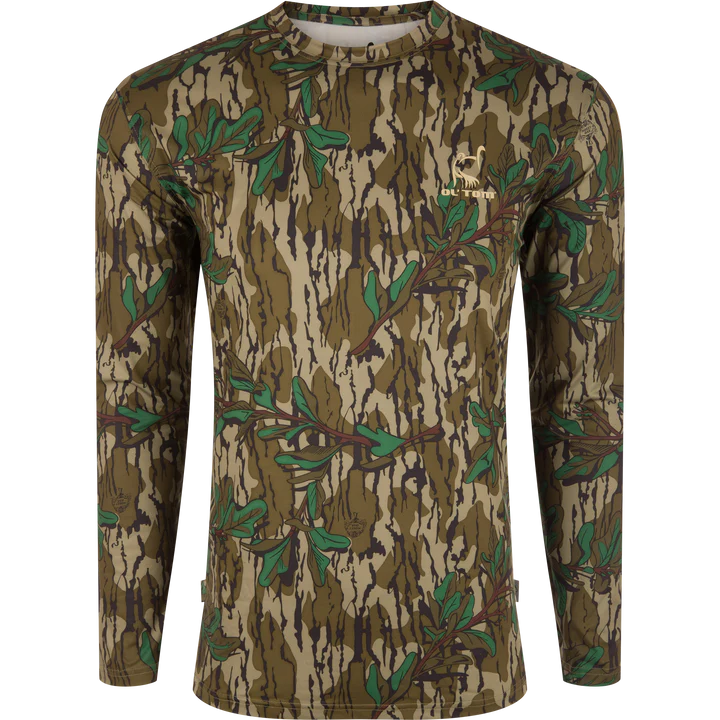 Drake Performance Crew Camo Print Long Sleeve